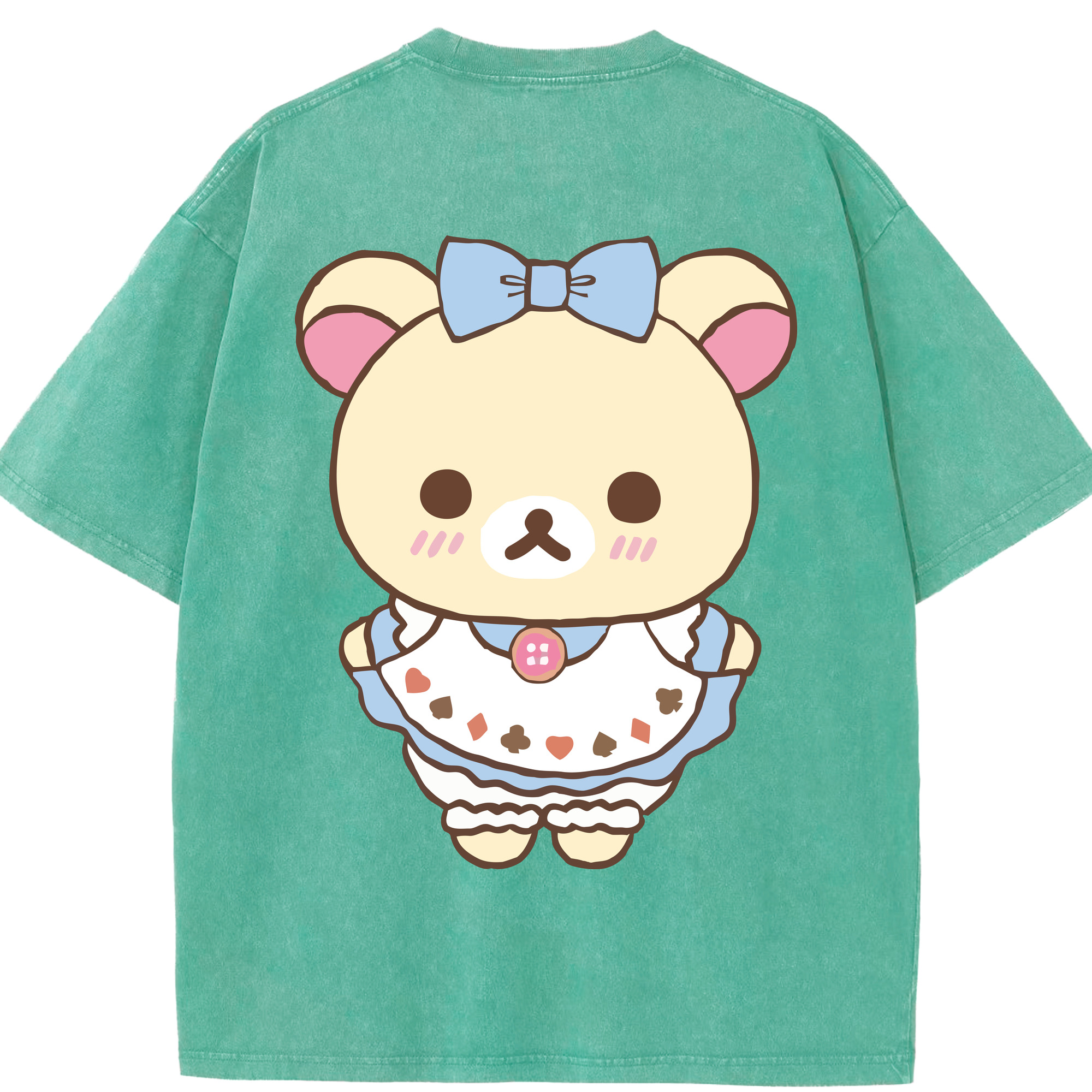 （画像用） リラックマ リラックマ キイロイトリ Rilakkuma Korilakkuma Kiiroitori 綿100% ヴィンテージ風 半袖Tシャツ（背面プリント）